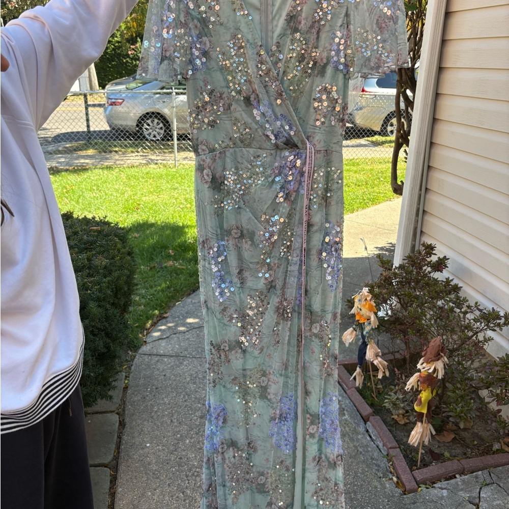 Mac Duggal Sequin Floral Maxi Dress - Picture 7 of 8